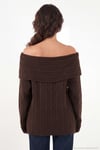 Oversize Fit Madonna Yaka Triko Kadın Kazak 4615216 KAHVE