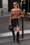 Oversize Fit Madonna Yaka Triko Kadın Kazak 4615216 CAMEL