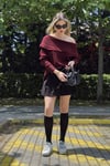 Oversize Fit Madonna Yaka Triko Kadın Kazak 4615216 BORDO