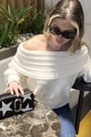 Oversize Fit Madonna Yaka Triko Kadın Kazak 4615216 EKRU