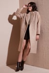 Oversize Fit Mono Yaka Düğmeli Buklet Uzun Kaşe Kadın Kaban 6810236 BEJ