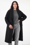 Oversize Fit Mono Yaka Düğmeli Buklet Uzun Kaşe Kadın Kaban 6811997 SİYAH