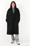 Oversize Fit Mono Yaka Düğmeli Buklet Uzun Kaşe Kadın Kaban 6811997 SİYAH