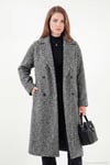 Oversize Fit Mono Yaka Düğmeli Buklet Uzun Kaşe Kadın Kaban 6811997 ANTRASİT
