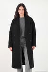Oversize Fit Mono Yaka Düğmeli Buklet Uzun Kaşe Kadın Kaban 6811997 SİYAH