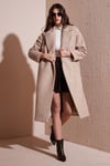 Oversize Fit Mono Yaka Düğmeli Buklet Uzun Kaşe Kadın Kaban 6810236 BEJ