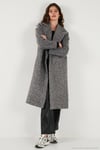 Oversize Fit Mono Yaka Düğmeli Buklet Uzun Kaşe Kadın Kaban 6810236 ANTRASİT