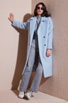 Oversize Fit Mono Yaka Düğmeli Buklet Uzun Kaşe Kadın Kaban 6810236 BEBE MAVİ