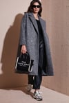 Oversize Fit Mono Yaka Düğmeli Buklet Uzun Kaşe Kadın Kaban 6810236 ANTRASİT