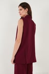 Oversize Fit Mono Yaka Kolsuz Düğmeli Ceket Kadın Yelek 6521177 BORDO