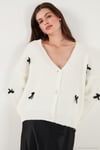 Oversize Fit V Yaka Fiyonk Detaylı Düğmeli Kadın Hırka 4615577 EKRU