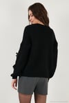 Oversize Fit V Yaka Fiyonk Detaylı Düğmeli Kadın Hırka 4615577 SİYAH