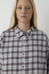 Oversize Fit  Yaka Ekoseli Kısa Kadın Gömlek 1220279-91755 GRİ