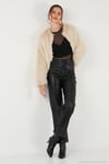 Oversize Fit Yuvarlak Yaka Astarlı Kısa Kadın Kürk 6810266 EKRU