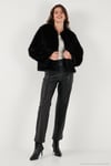 Oversize Fit Yuvarlak Yaka Astarlı Kısa Kadın Kürk 6810266 SİYAH