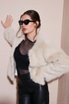 Oversize Fit Yuvarlak Yaka Astarlı Kısa Kadın Kürk 6810266 EKRU