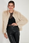 Oversize Fit Yuvarlak Yaka Astarlı Kısa Kadın Kürk 6810266 EKRU