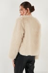 Oversize Fit Yuvarlak Yaka Astarlı Kısa Kadın Kürk 6810266 EKRU
