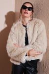 Oversize Fit Yuvarlak Yaka Astarlı Kısa Kadın Kürk 6810266 EKRU