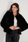 Oversize Fit Yuvarlak Yaka Astarlı Kısa Kadın Kürk 6810266 SİYAH