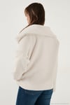 Oversize Geniş Yaka Çıtçıt Düğmeli Astarlı Peluş Kadın Mont 6839623 BEYAZ