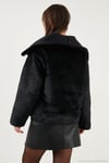 Oversize Geniş Yaka Çıtçıt Düğmeli Astarlı Peluş Kadın Mont 6839623 SİYAH