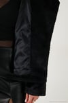 Oversize Geniş Yaka Çıtçıt Düğmeli Astarlı Peluş Kadın Mont 6839623 SİYAH