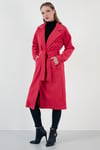 Oversize Kemerli Cepli Kışlık Kadın Kaban 42190454 FUŞYA