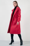 Oversize Kemerli Cepli Kışlık Kadın Kaban 42190454 FUŞYA