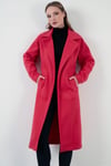 Oversize Kemerli Cepli Kışlık Kadın Kaban 42190454 FUŞYA