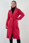 Oversize Kemerli Cepli Kışlık Kadın Kaban 42190454 FUŞYA