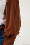 Oversize Klasik Yaka Fermuarlı Süet Dokulu Bomber Kadın Ceket 6839635 TABA