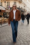Oversize Klasik Yaka Fermuarlı Süet Dokulu Bomber Kadın Ceket 6839635 TABA