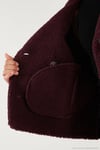 Oversize Kruvaze Yaka Peluş Detaylı Suni Deri Biker Ceket Kadın Mont 6810247 BORDO
