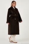 Oversize Kruvaze Yaka Yumuşak Dokulu Uzun Kadın Kaban 6839610 KAHVE