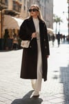 Oversize Kruvaze Yaka Yumuşak Dokulu Uzun Kadın Kaban 6839610 KAHVE