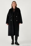 Oversize Kruvaze Yaka Yumuşak Dokulu Uzun Kadın Kaban 6839610 SİYAH