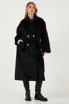 Oversize Kruvaze Yaka Yumuşak Dokulu Uzun Kadın Kaban 6839610 SİYAH