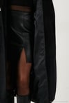 Oversize Kruvaze Yaka Yumuşak Dokulu Uzun Kadın Kaban 6839610 SİYAH