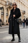 Oversize Kruvaze Yaka Yumuşak Dokulu Uzun Kadın Kaban 6839610 SİYAH