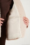 Oversize Kruvaze Yaka Yumuşak Tüylü Düğmeli Astarlı Kadın Mont 6839659 BEJ
