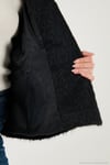 Oversize Kruvaze Yaka Yumuşak Tüylü Düğmeli Astarlı Kadın Mont 6839659 SİYAH