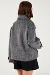 Oversize Kruvaze Yaka Yumuşak Tüylü Düğmeli Astarlı Kadın Mont 6839659 ANTRASİT