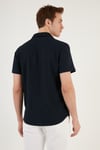 Pamuk Karışımlı Apaş Yaka Kısa Kollu Regular Fit Erkek Gömlek CF24S115882 LACİVERT