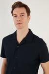 Pamuk Karışımlı Apaş Yaka Kısa Kollu Regular Fit Erkek Gömlek CF24S115882 LACİVERT