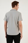 Pamuk Karışımlı Apaş Yaka Kısa Kollu Regular Fit Erkek Gömlek CF24S115882 GRİ