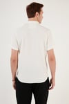 Pamuk Karışımlı Apaş Yaka Kısa Kollu Regular Fit Erkek Gömlek CF24S115882 EKRU