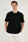 Pamuk Karışımlı Bisiklet Yaka Regular Fit Erkek T Shirt CF24S218001 SİYAH