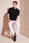 Pamuk Karışımlı Bisiklet Yaka Regular Fit Erkek T Shirt CF24S218001 SİYAH