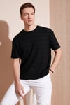 Pamuk Karışımlı Bisiklet Yaka Regular Fit Erkek T Shirt CF24S218001 SİYAH